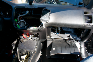 Dash components removed for wiring and installation of components