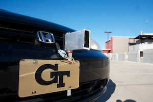 The laser rangefinder, for obtaining the distance to a lead vehicle